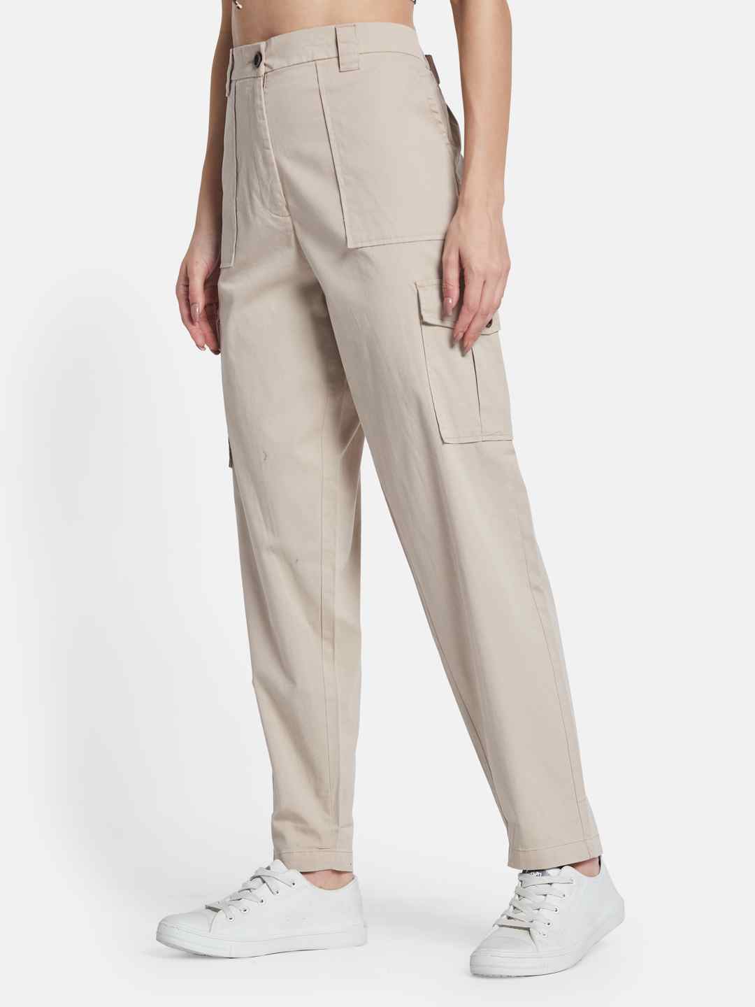 METTLE Women Cotton Cargo Trousers