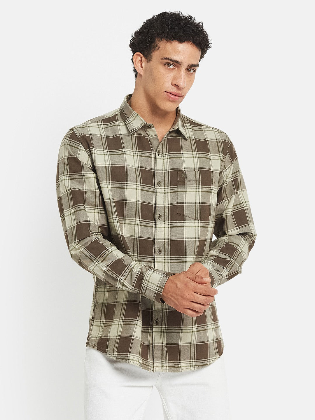 METTLE SS25 Striped Cotton Spread Collar Casual Shirt