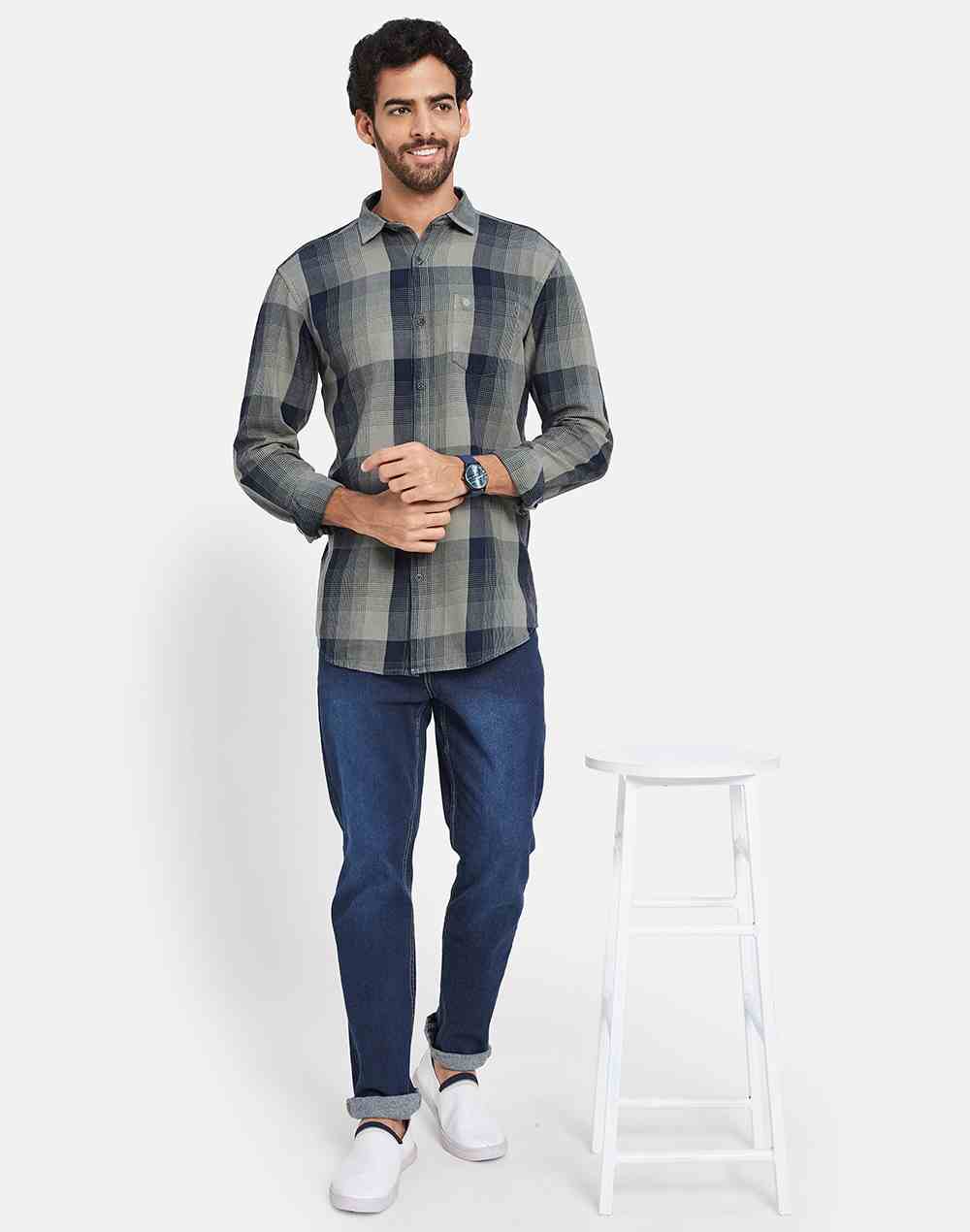 Mettle Checked Cotton Casual Shirt