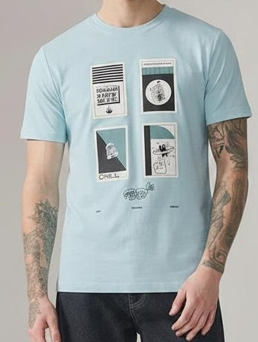 Men Light Teal Printed T-shirt
