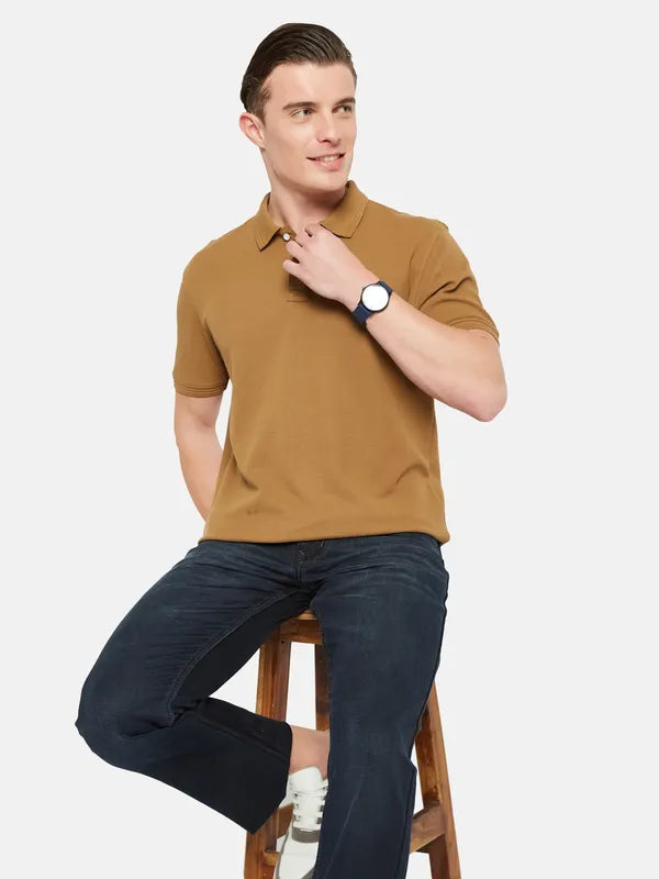 Octave Polo Collar Short Sleeveless Regular Fit Cotton T-Shirt