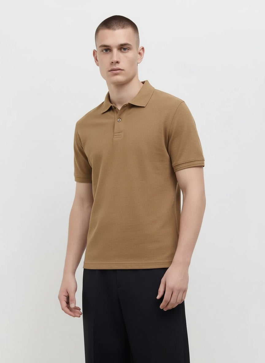 Men Polo Collar Solid T-shirt