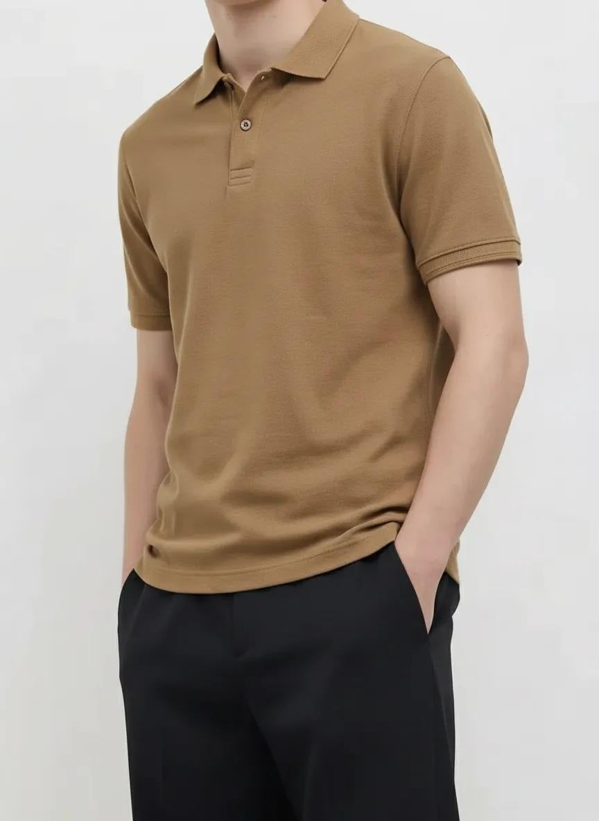 Men Polo Collar Solid T-shirt