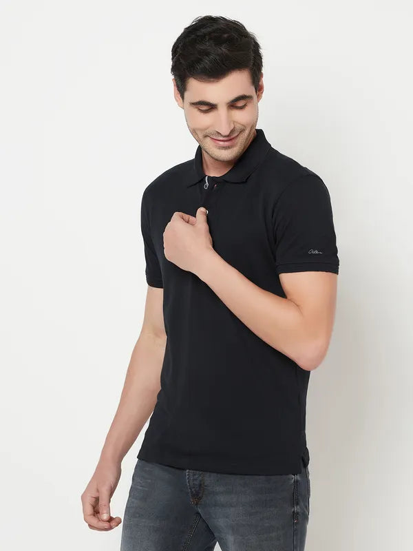 Octave Men Navy Blue Polo Collar T-Shirt