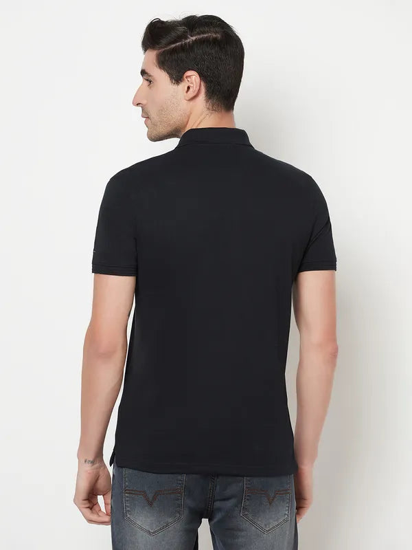 Octave Men Navy Blue Polo Collar T-Shirt