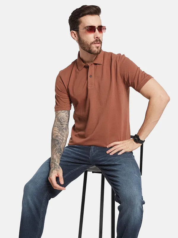 Octave Polo Collar Short Sleeves Regular Fit Cotton T-Shirt