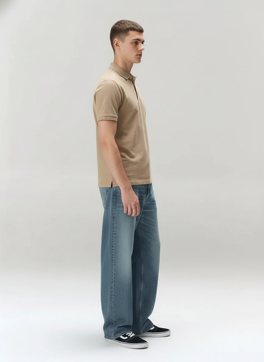 Men Polo Collar Solid T-shirt