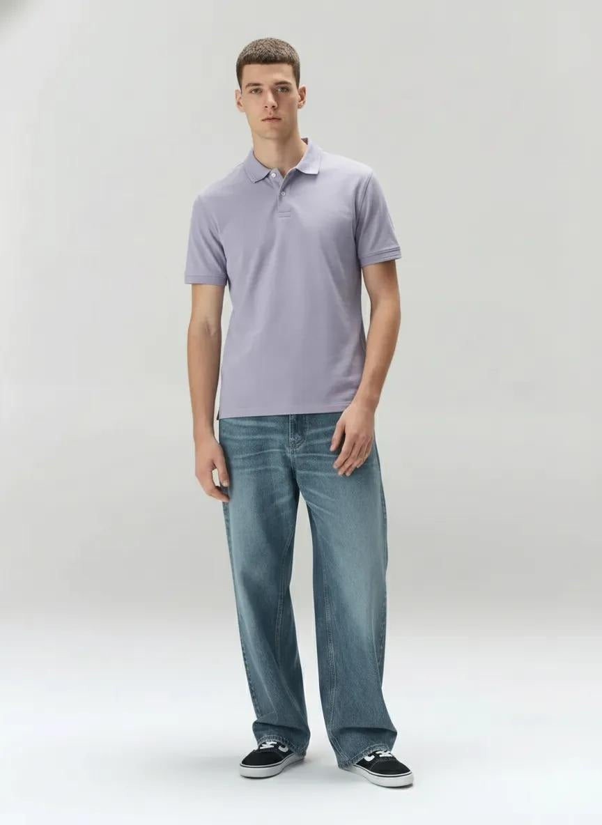 Men Polo Collar Solid T-shirt