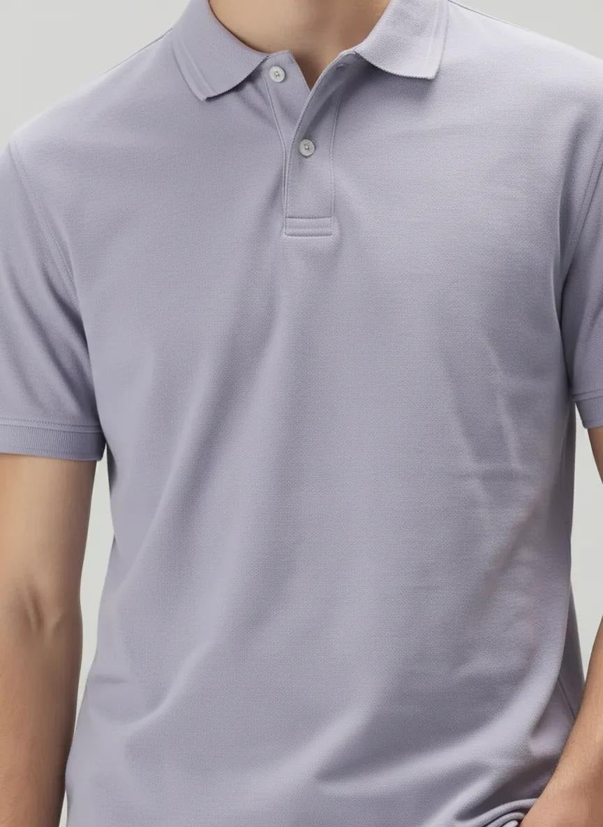 Men Polo Collar Solid T-shirt