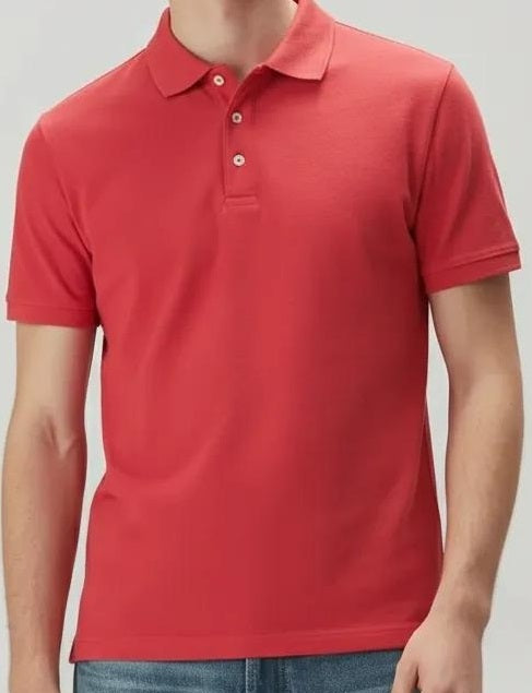 Men Miami Red Polo Collar Solid T-shirt