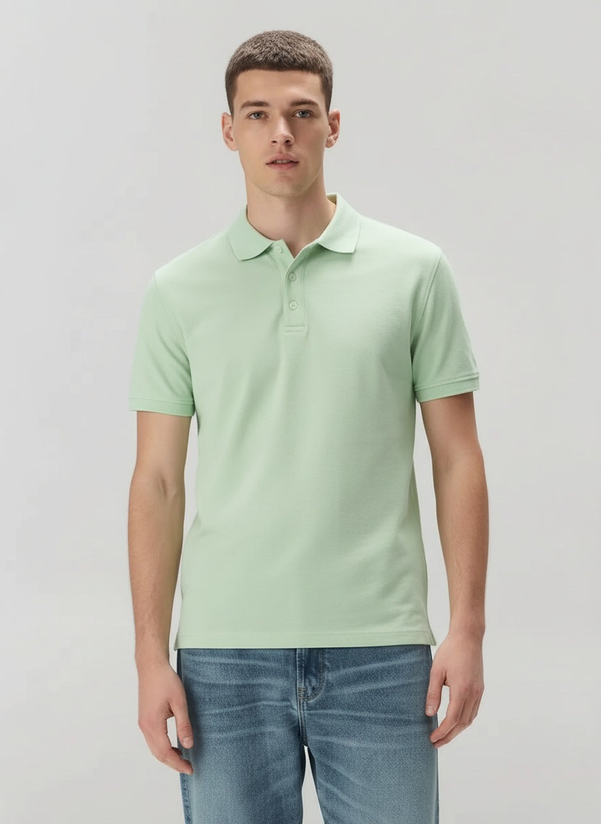 Men Polo Collar Solid T-shirt