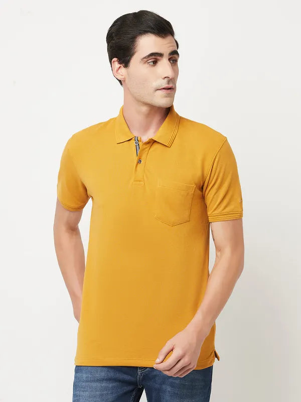 Octave Men Yellow Polo Collar T-Shirt