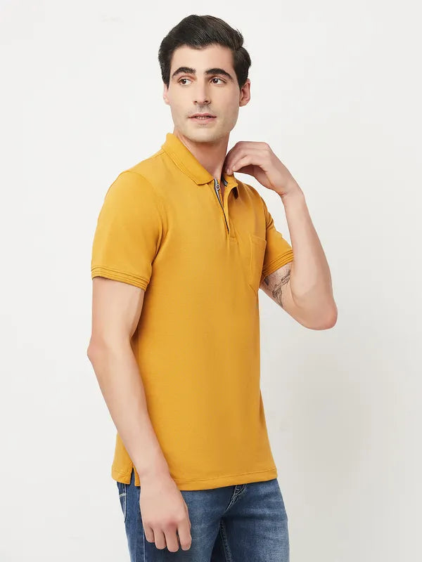Octave Men Yellow Polo Collar T-Shirt