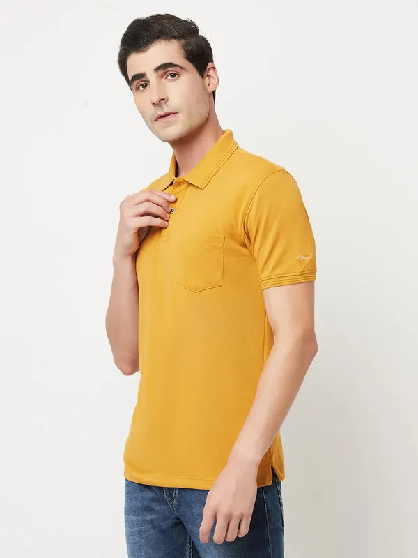 Octave Men Yellow Polo Collar T-Shirt