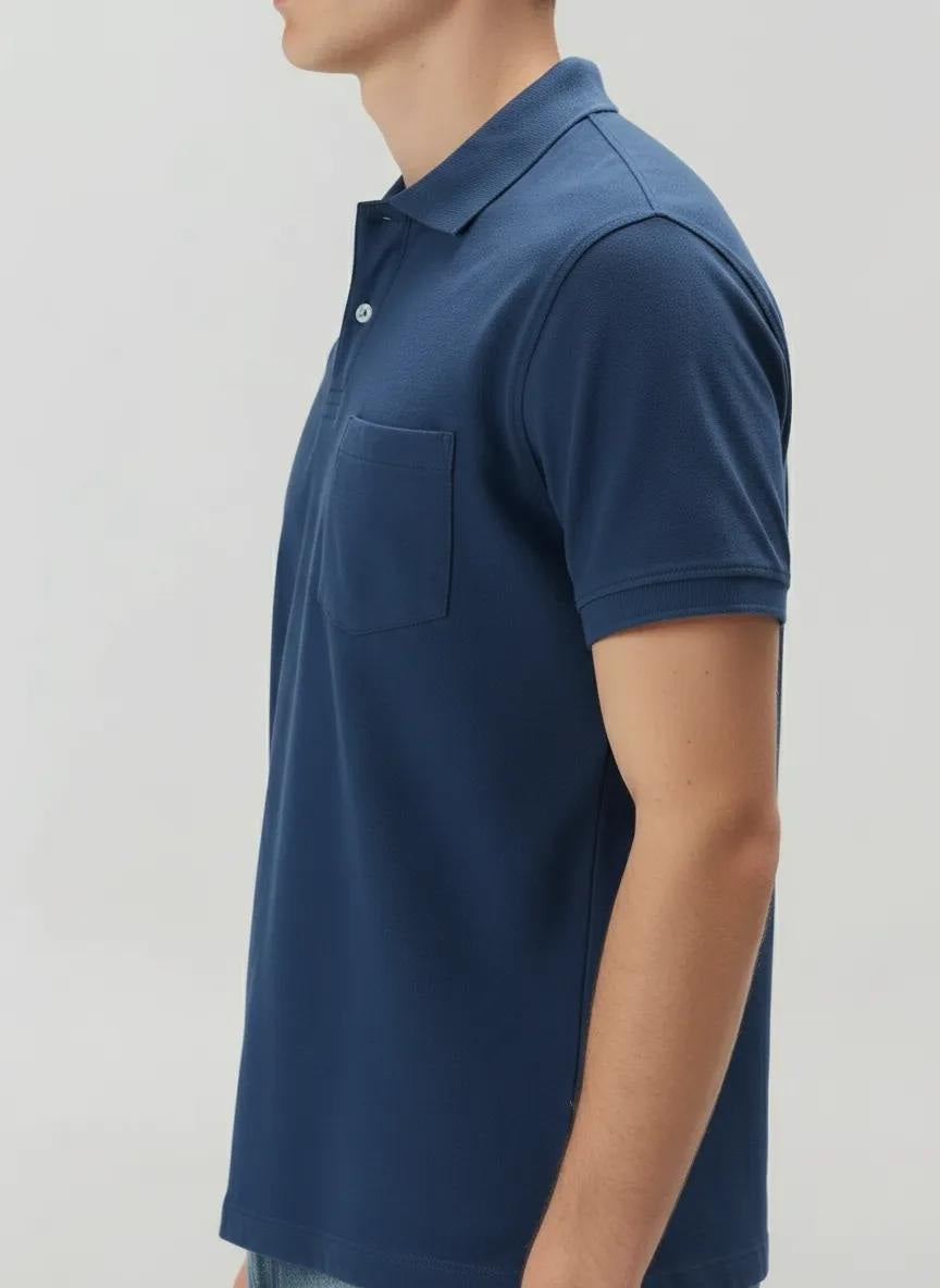 Men Polo Collar Pockets T-shirt