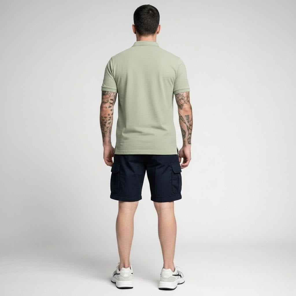 Men Polo Collar Pockets T-shirt