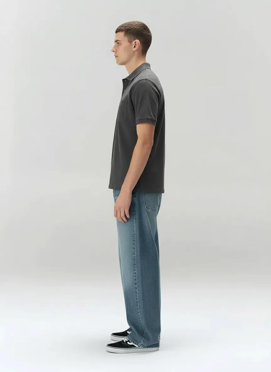 Men Polo Collar Pockets T-shirt