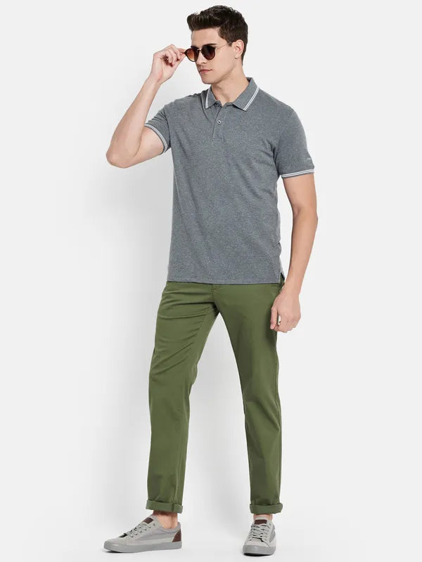 Octave Men Grey Polo Collar T-Shirt