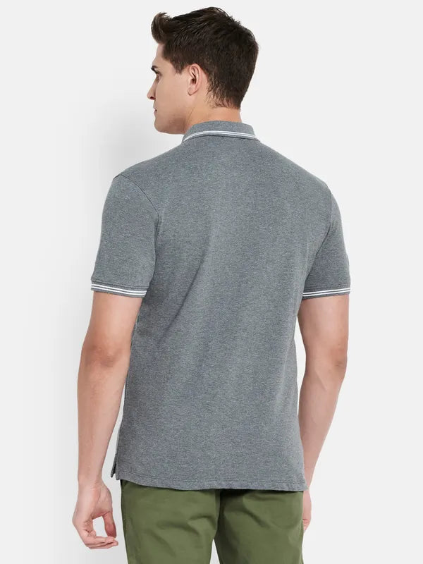 Octave Men Grey Polo Collar T-Shirt