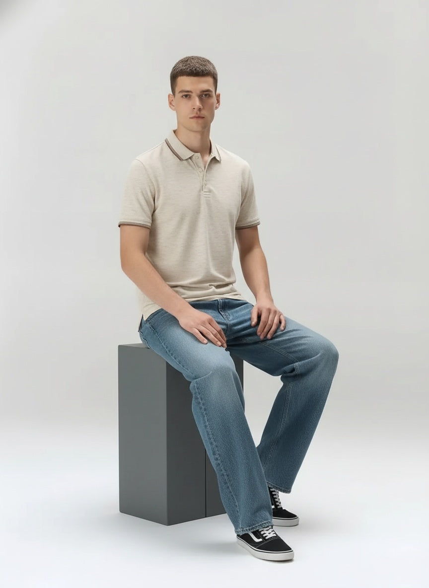 Men Polo Collar SolidT-shirt