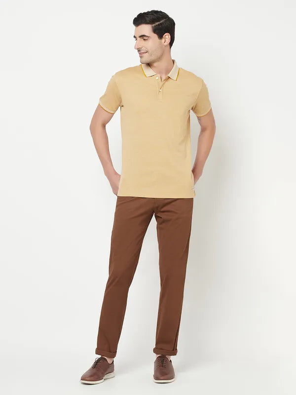 Octave Men Yellow Solid Polo T-Shirt