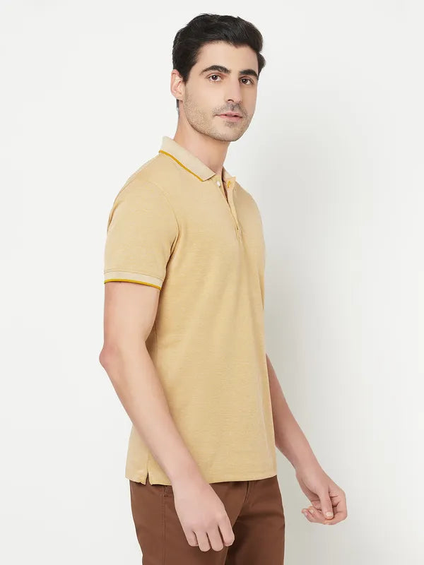 Octave Men Yellow Solid Polo T-Shirt