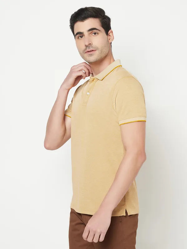 Octave Men Yellow Solid Polo T-Shirt