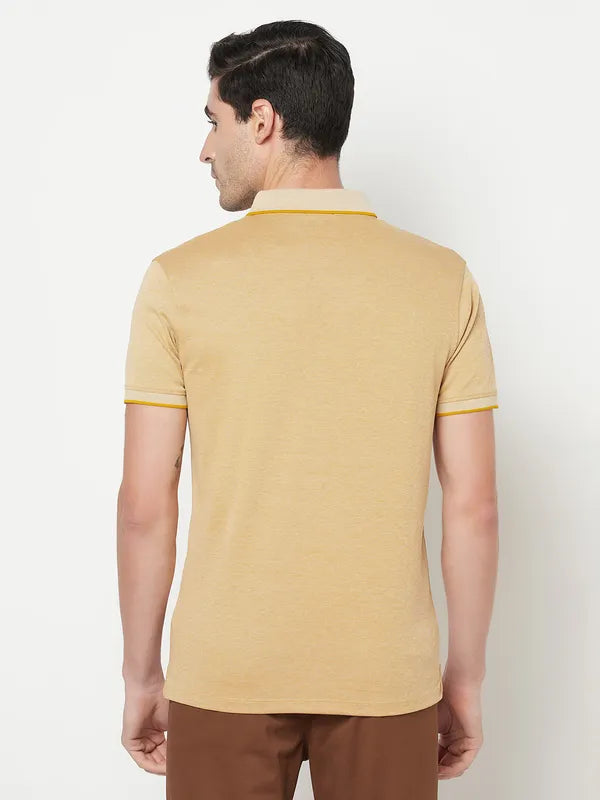 Octave Men Yellow Solid Polo T-Shirt