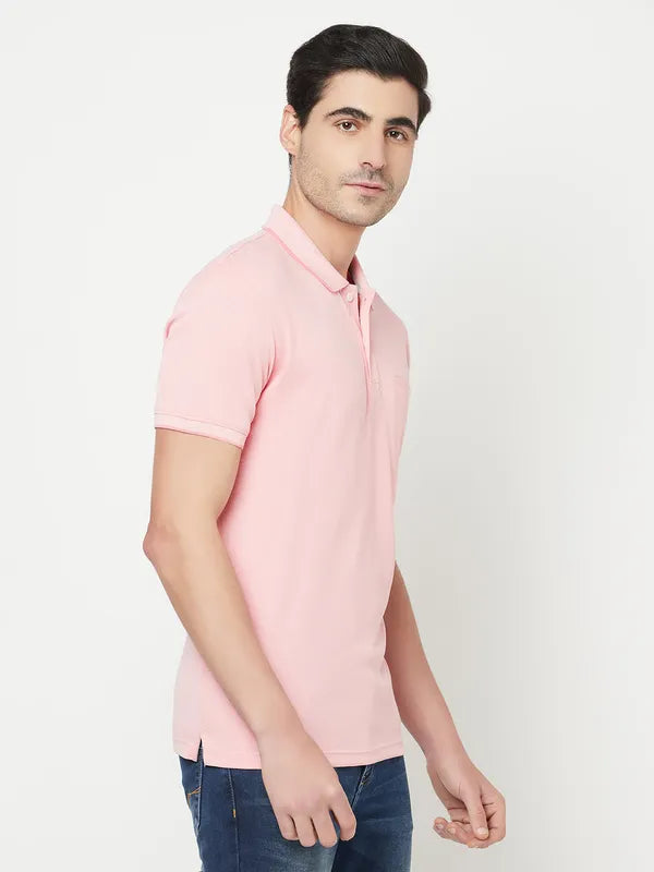 Octave Men Pink Polo Collar T-Shirt