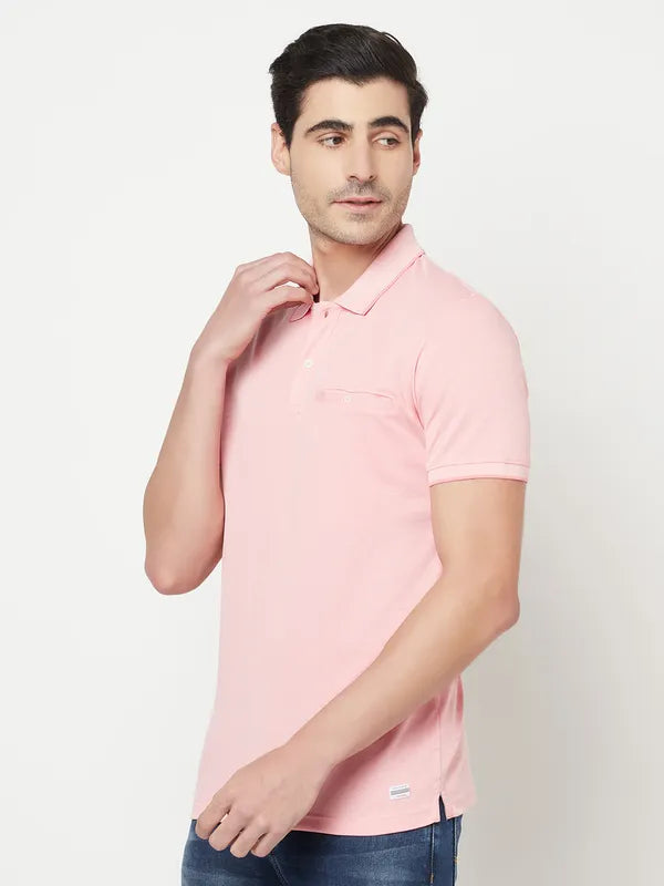 Octave Men Pink Polo Collar T-Shirt