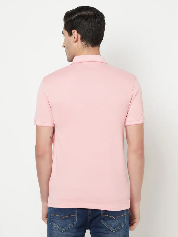 Octave Men Pink Polo Collar T-Shirt