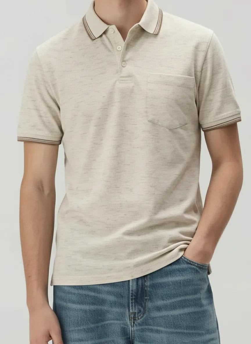 Men Polo Collar Solid T-shirt