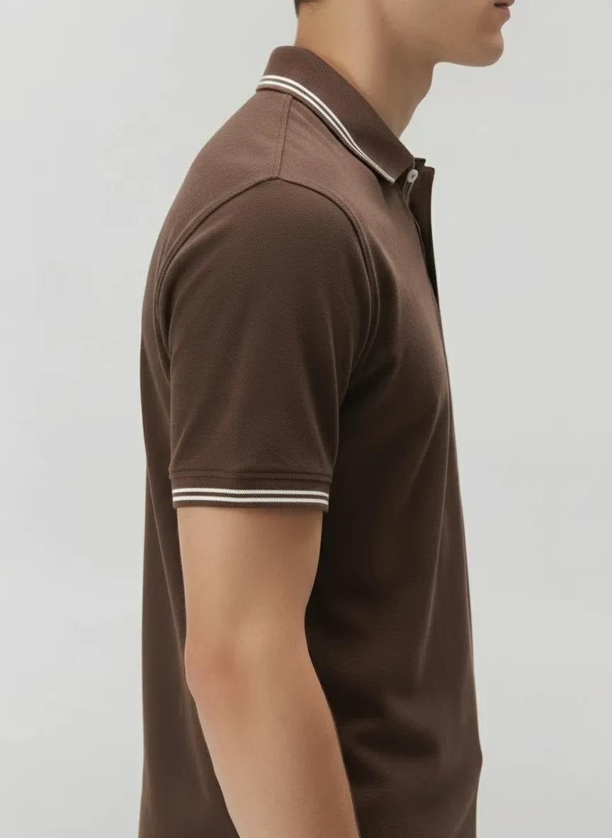 Men Polo Collar Solid T-shirt