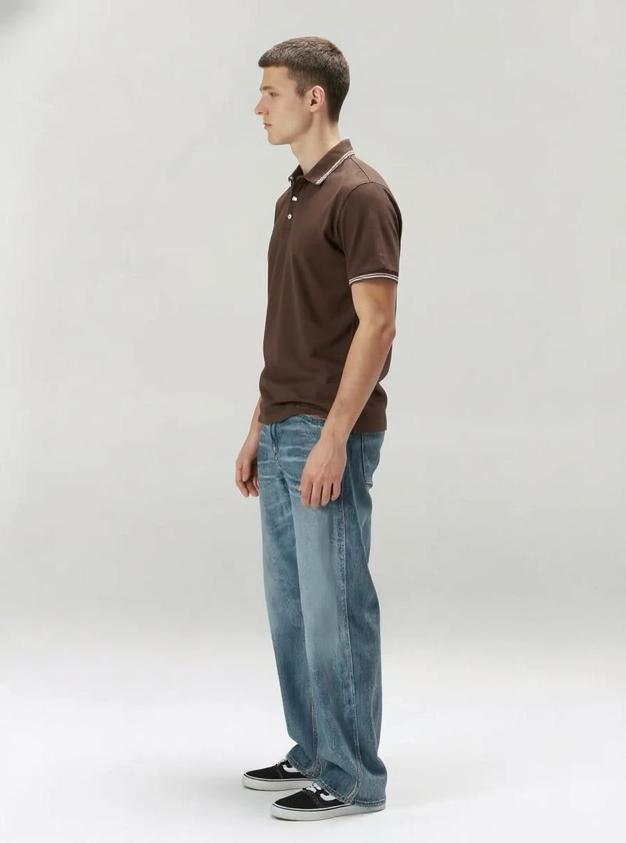 Men Polo Collar Solid T-shirt