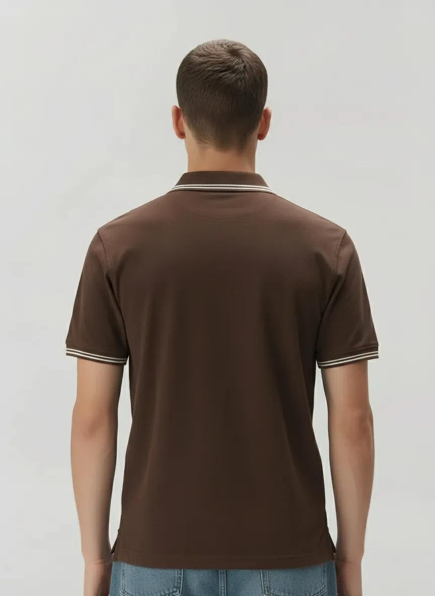 Men Polo Collar Solid T-shirt