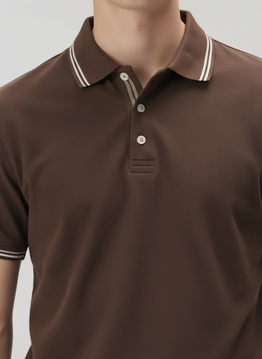 Men Polo Collar Solid T-shirt