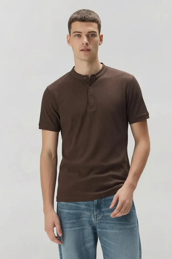 Men Solid High Neck T-shirt