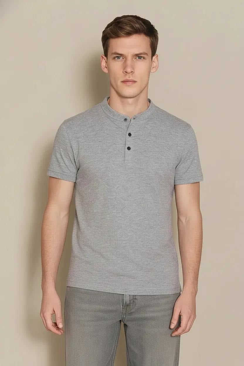 Men Solid High Neck T-shirt
