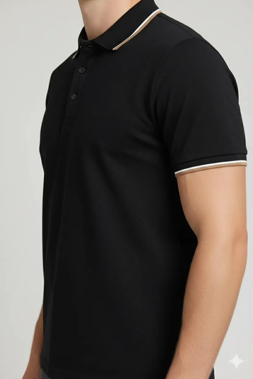 Men Polo Collar Solid T-shirt