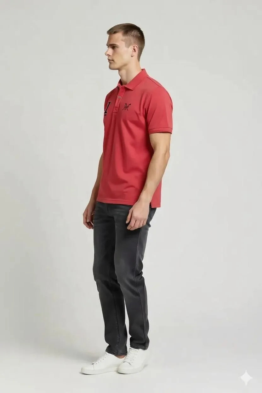 Men Printed Polo Collar T-shirt