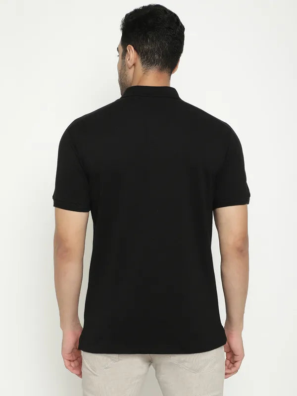 Octave Typography Printed Polo Collar Cotton T-Shirt