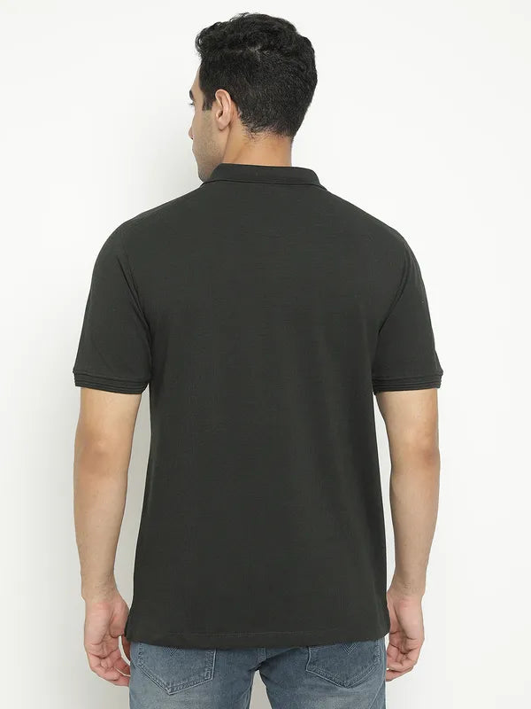 Octave Typography Printed Polo Collar Cotton Casual T-Shirt