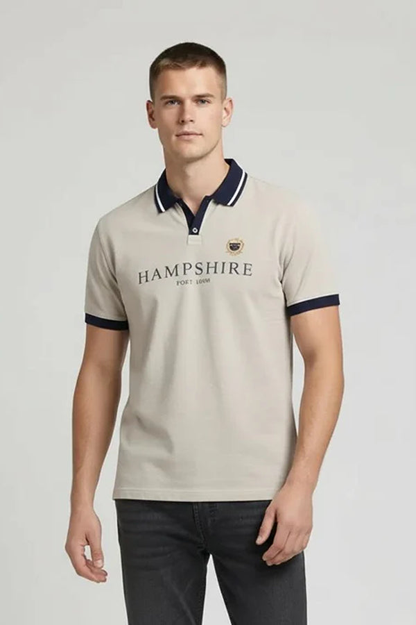 Men Typography Printed Polo Collar Pockets T-shirt
