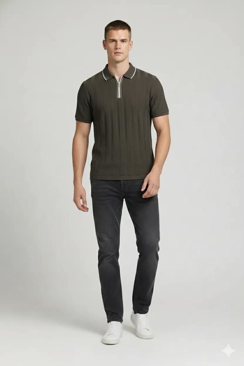 Men Polo Collar Solid T-shirt