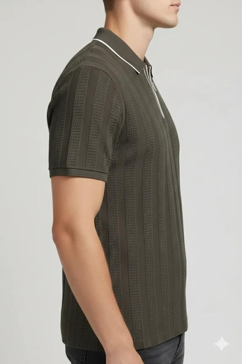 Men Polo Collar Solid T-shirt