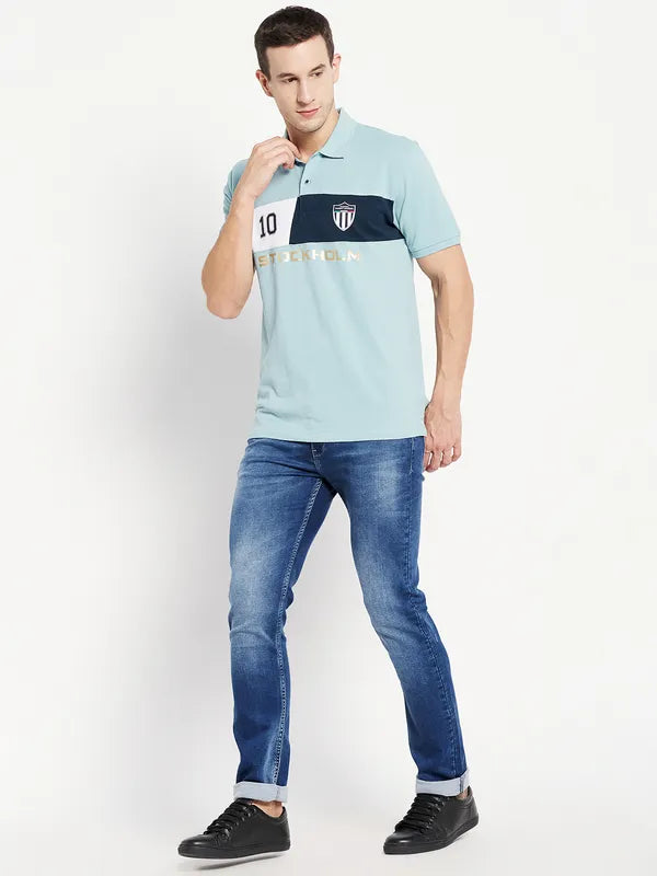 Men Light Teal T-Shirt