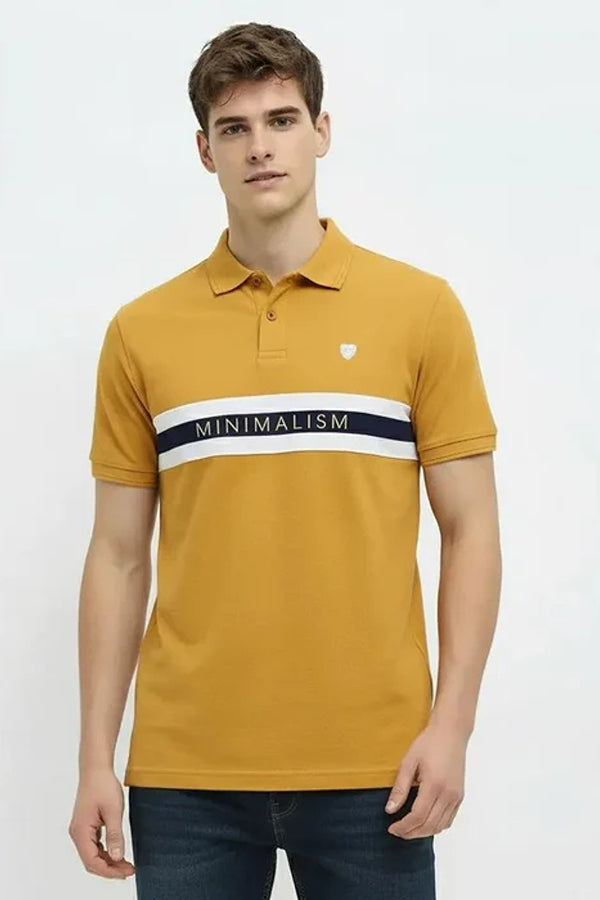 Men Striped Polo Collar T-shirt