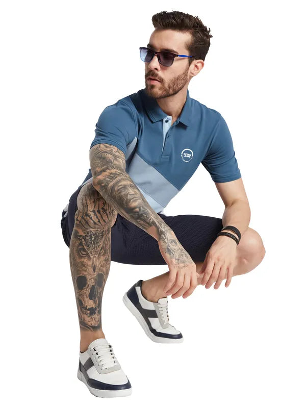 Octave Men Colourblocked Polo Collar T-Shirt