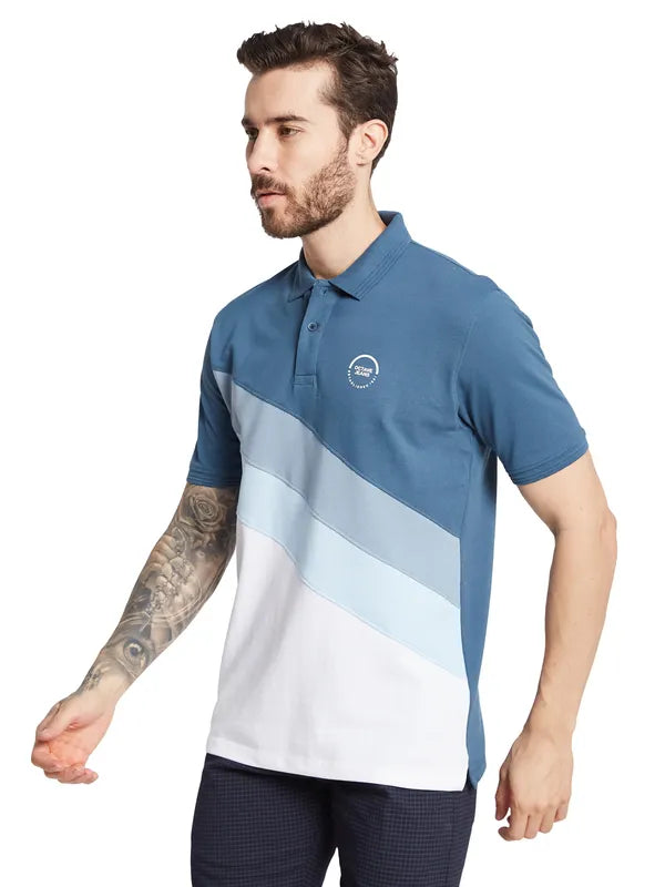 Octave Men Colourblocked Polo Collar T-Shirt