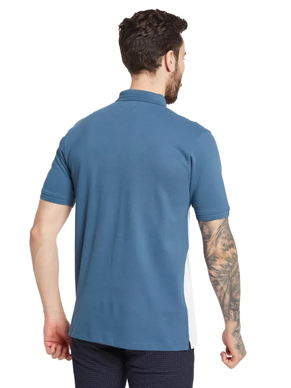 Octave Men Colourblocked Polo Collar T-Shirt